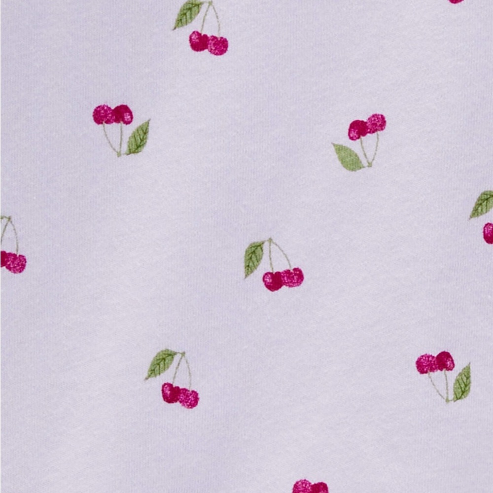 Carter's UGC Girls Sz Large Purple Cherry Print Long Sleeve Tee Red Green Poplin - Picture 2 of 12